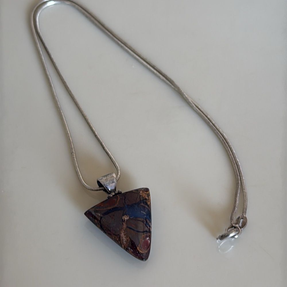 Boulder Opal & sterling silver necklace with pendant